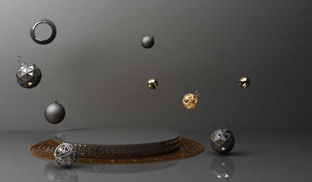 金色讲台展示模型在黑色抽象背景与几何形状的产品最中国呈现，3d渲染。图片下载