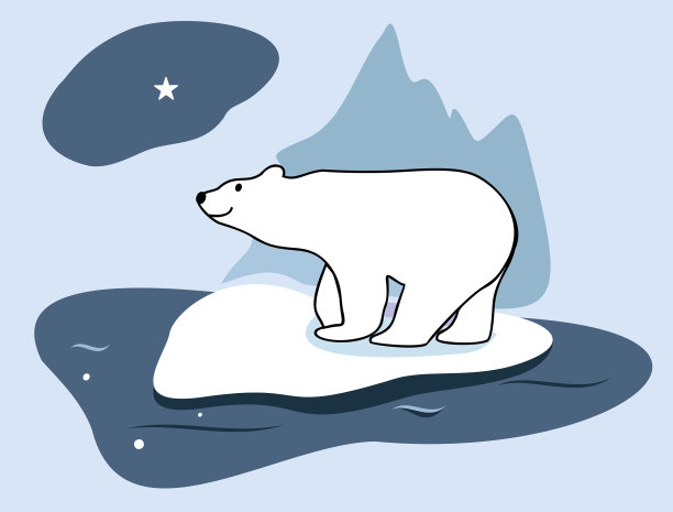北极浮冰上的北极熊可爱的小图片下载