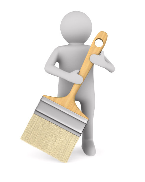 用画笔在白色背景上作画。孤立的3 d演示图片下载