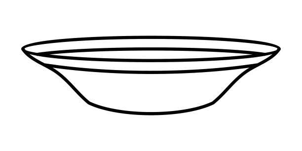 线形画在白色的深盘上图片下载