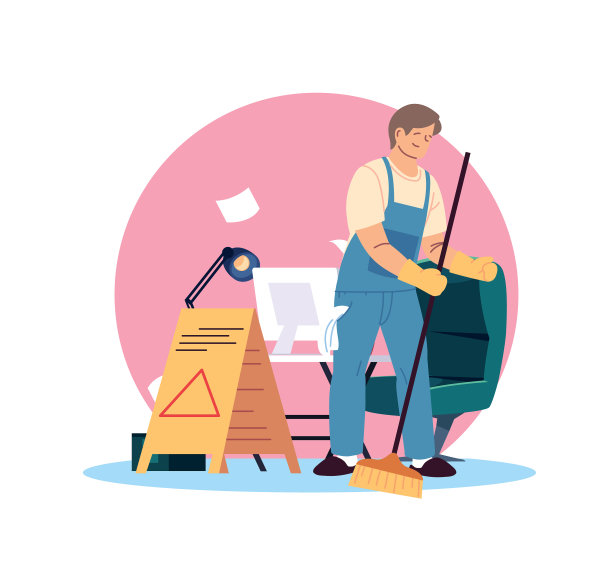 在清洁服务快递公司工作的年轻人图片下载