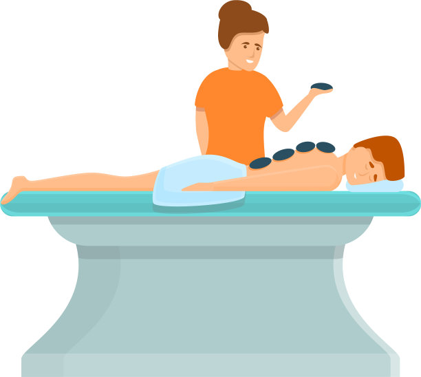 水疗石按摩师图标卡通风格图片下载