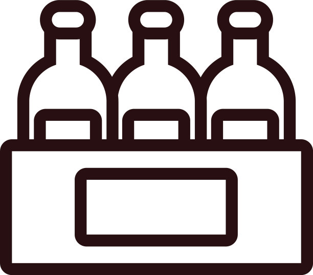 篮子里的啤酒瓶线条风格图标图片下载