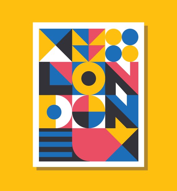 巴黎几何彩绘海报图片下载