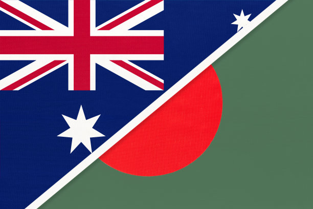 澳大利亚和孟加拉国的国旗象征纺织品。图片下载