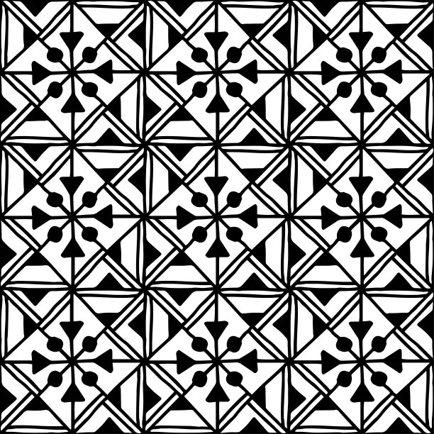 无缝马赛克绘制与抽象几何图形在白色背景上色图片下载