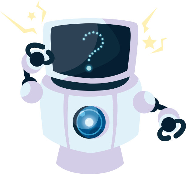 带蓝色问号的白色机器人卡通图片下载