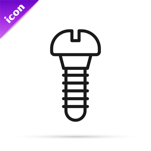 黑色线金属螺丝图标隔离在白色背景。向量图片下载