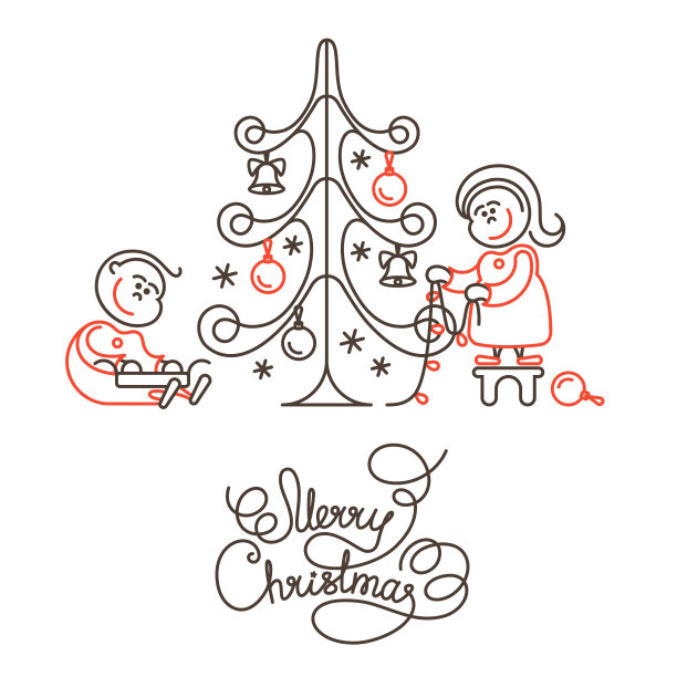 圣诞快乐线字母设计图片下载