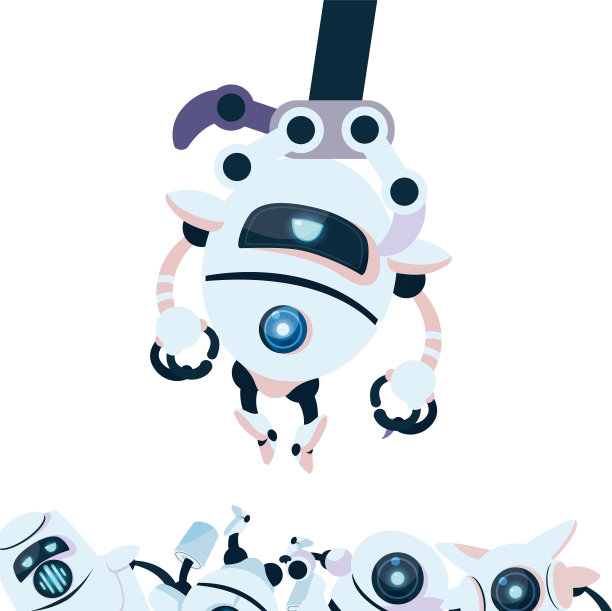 手臂抱着的白色机器人卡通设计图片下载