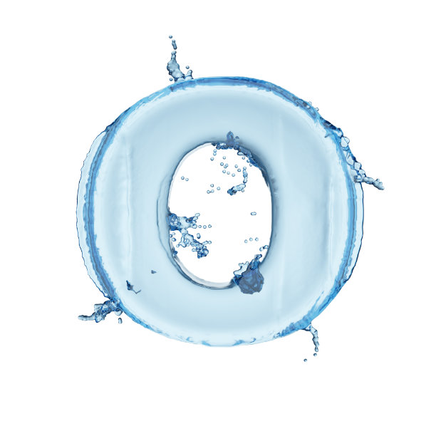 字母O水飞溅字母表孤立上白。3 d渲染插图。图片下载