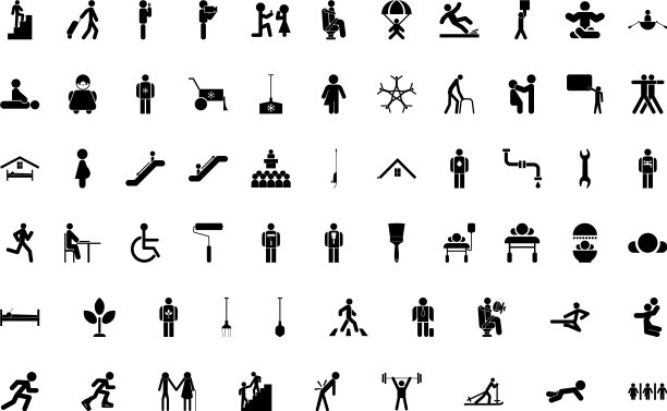 简笔画黑色色彩设置坚实的风格形象图片下载