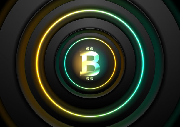 摘要带有比特币标志的发光技术背景图片下载
