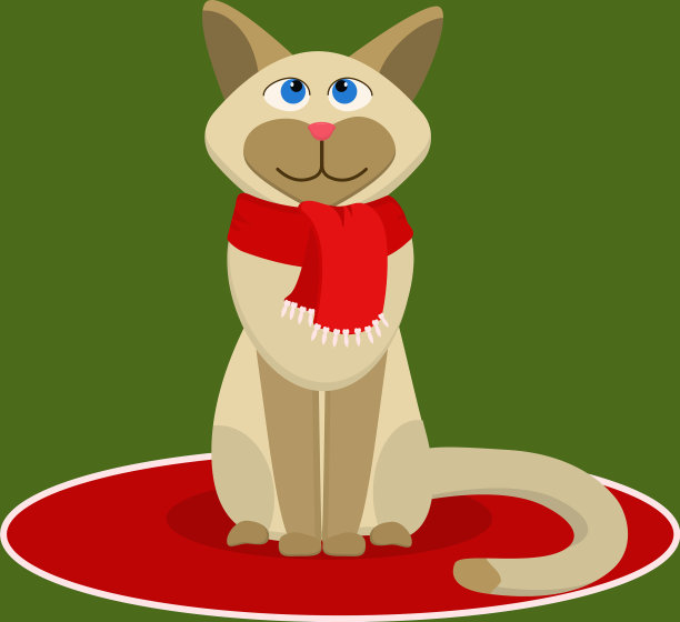 戴着红围巾的暹罗猫图片下载