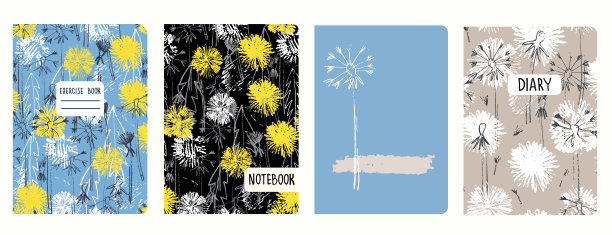 封面页向量模板蒲公英。头隔离和可更换图片下载