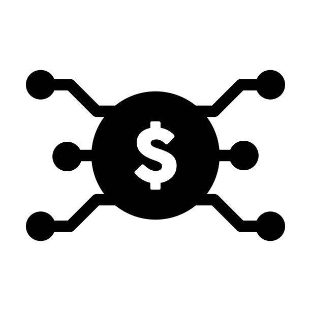数字美元符号图标矢量货币符号，用于数字交易的资产和钱包扁平颜色字形图图片下载