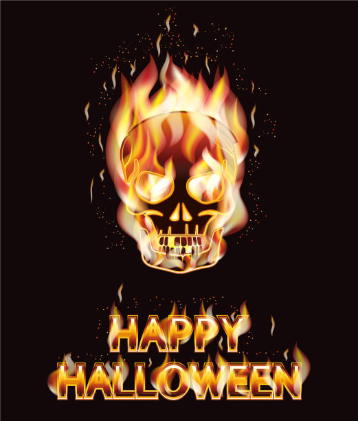 骷髅火万圣节贺卡图片下载
