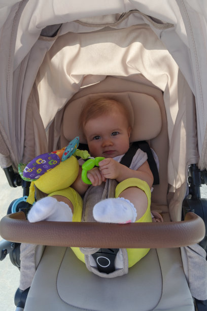 女婴坐在婴儿车里图片下载