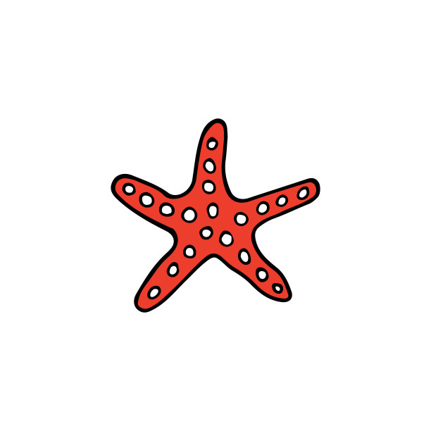 彩色涂鸦海星矢量插图。彩色海星图标在矢量图片下载