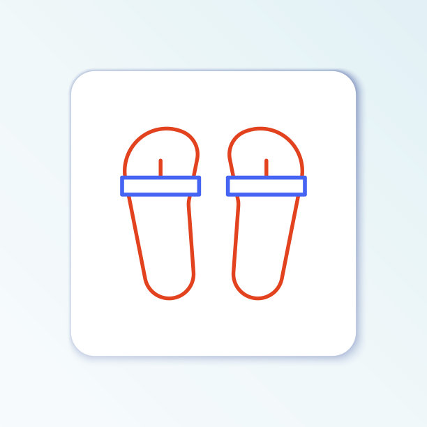 Line Flip flops图标孤立的白色背景。沙滩拖鞋的迹象。色彩斑斓的轮廓的概念。向量图片下载