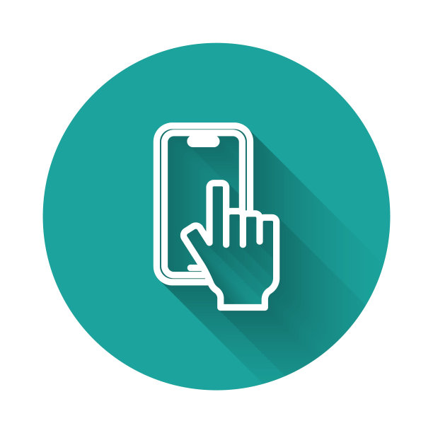 白线电话维修服务图标与长阴影背景隔离。调整、维修、设置、维护、修理、固定。绿色圆圈按钮。向量图片下载