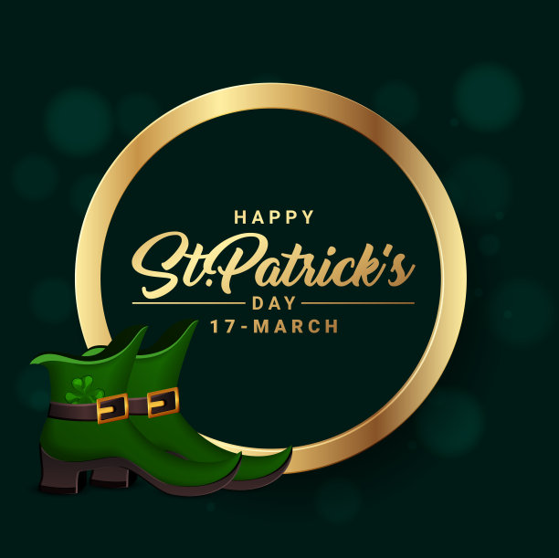 圣帕特里克节海报。三叶草设计元素与许愿字母装饰。矢量图图片下载