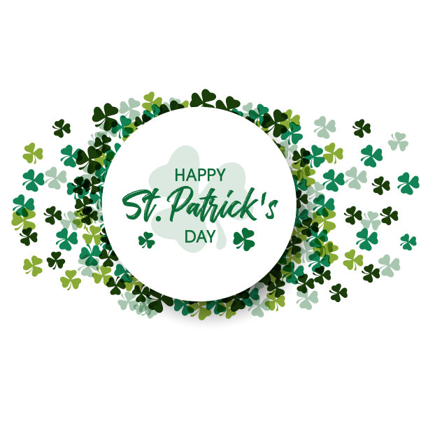 圣帕特里克节海报。三叶草设计元素与许愿字母装饰。矢量图图片下载
