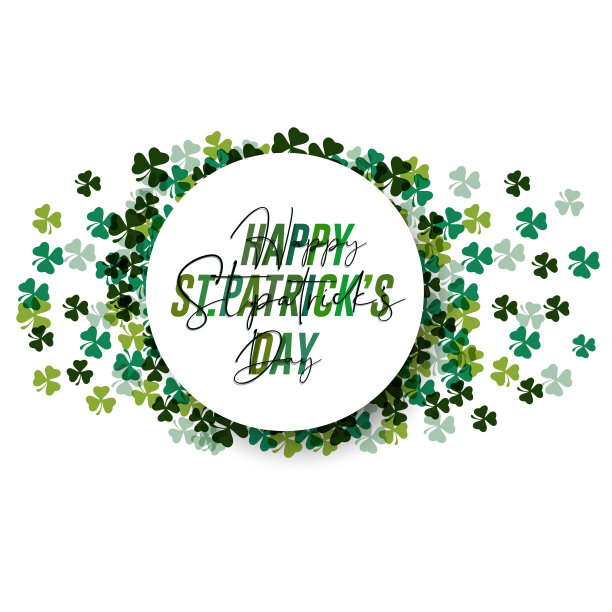 圣帕特里克节海报。三叶草设计元素与许愿字装饰。矢量图图片下载