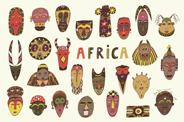 非洲文化面具插画集图片下载