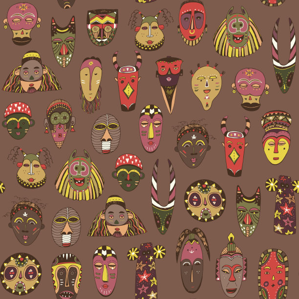 非洲文化面具图案图片下载