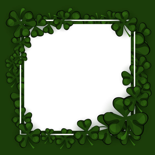圣帕特里克节海报。三叶草设计元素与许愿字装饰。矢量图图片下载
