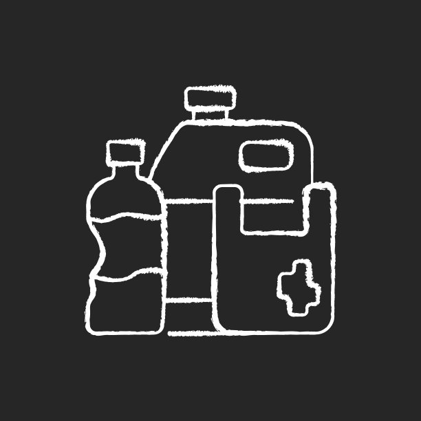 塑料废料粉笔白色图标上的黑色背景图片下载