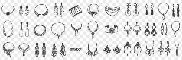 珠宝和配件涂鸦套装图片下载