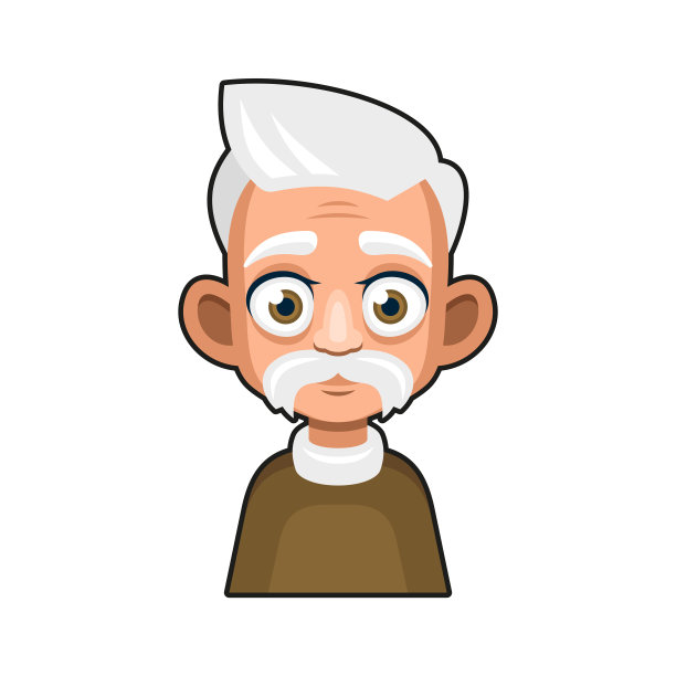 老人卡通图标。可爱的阿凡达。向量图片下载