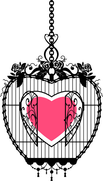 心形在敞开的笼子里象征着自由和爱图片下载