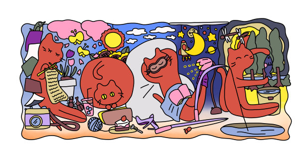 五颜六色的猫节日爱标志制作猫横幅享受各种爱好图片下载