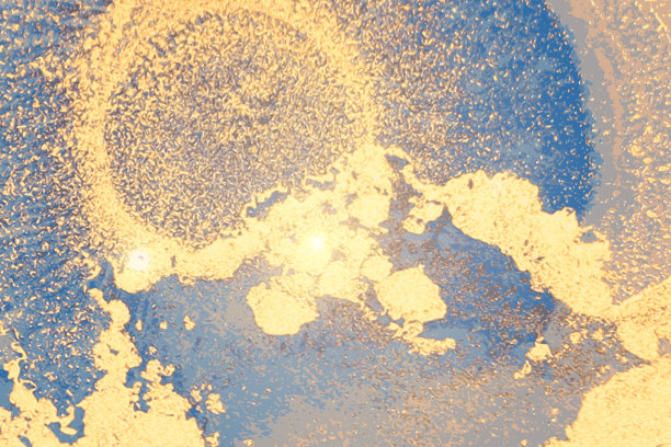 明亮的蓝色和金色的石材大理石纹理与发光的灯图片下载