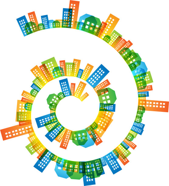 城市景观色彩鲜艳的装饰图片下载