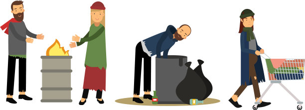 无家可归的人在火旁取暖图片下载