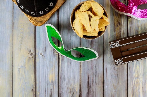 哈曼耳朵饼干庆祝普里节犹太狂欢节犹太洁酒图片下载