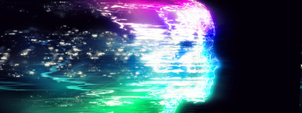 描绘一个人的抽象艺术轮廓的3D插图图片下载