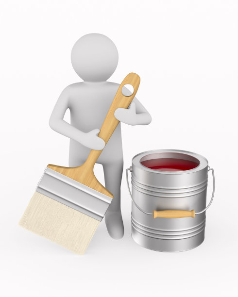 用画笔在白色背景上作画。孤立的3 d演示图片下载