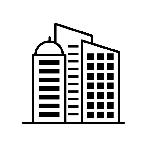 镇公所建筑矢量轮廓图标插画（EPS 10文件）图片下载