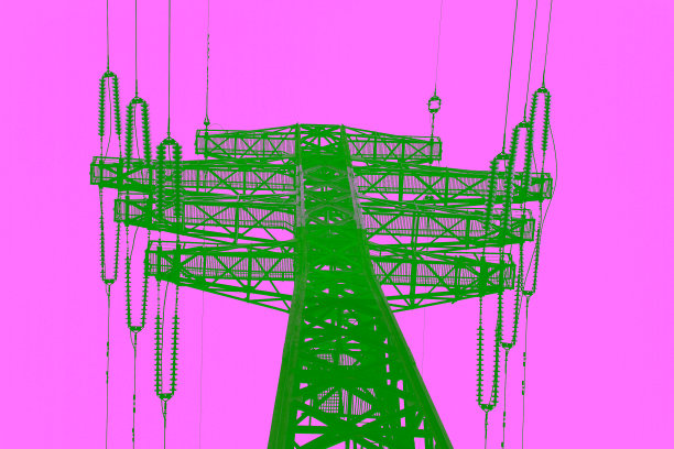 顶部的电力支柱与电线底部视图图片下载