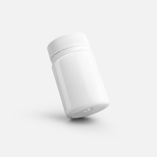 设计演示的白色瓶子模板，药丸，维生素，补充剂，凝胶的塑料瓶盖。图片下载