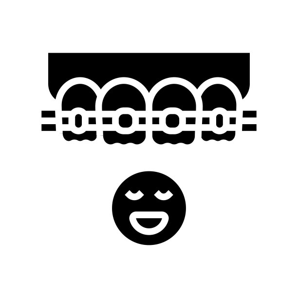 儿童牙齿牙套字形图标矢量插图图片下载