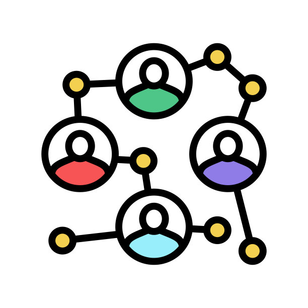连锁商人股东彩色图标矢量插图图片下载