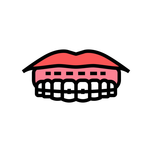 坚持嘴唇，牙齿支架颜色图标矢量插图图片下载
