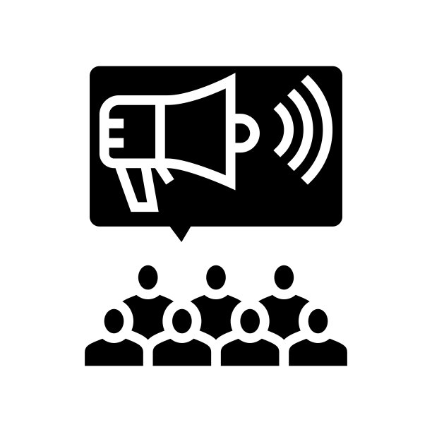 公共关系字形图标矢量插图图片下载