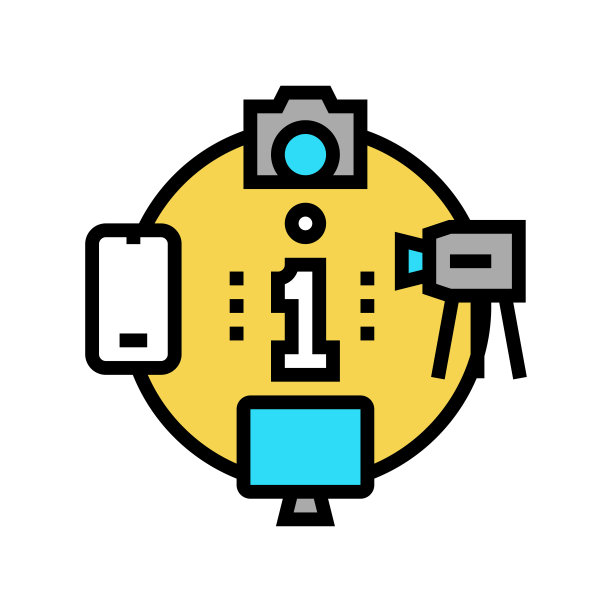 大众媒体彩色图标矢量插图图片下载